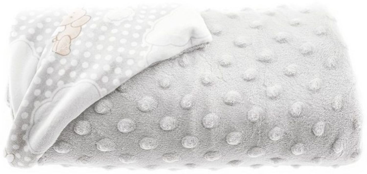 Babydecke Doppellagig 75x100 cm mit Bärenengel und Wolken Grau Motiv 1 Bild 1