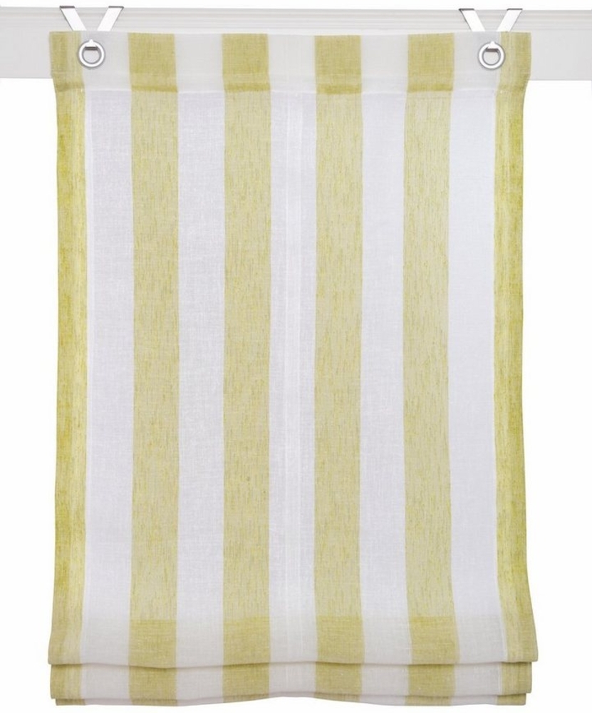 Kutti Raffrollo Bornholm, mit Hakenaufhängung, ohne Bohren, halbtransparent, Polyester, gewebt, Streifen, mit Edelstahlhaken Bild 1