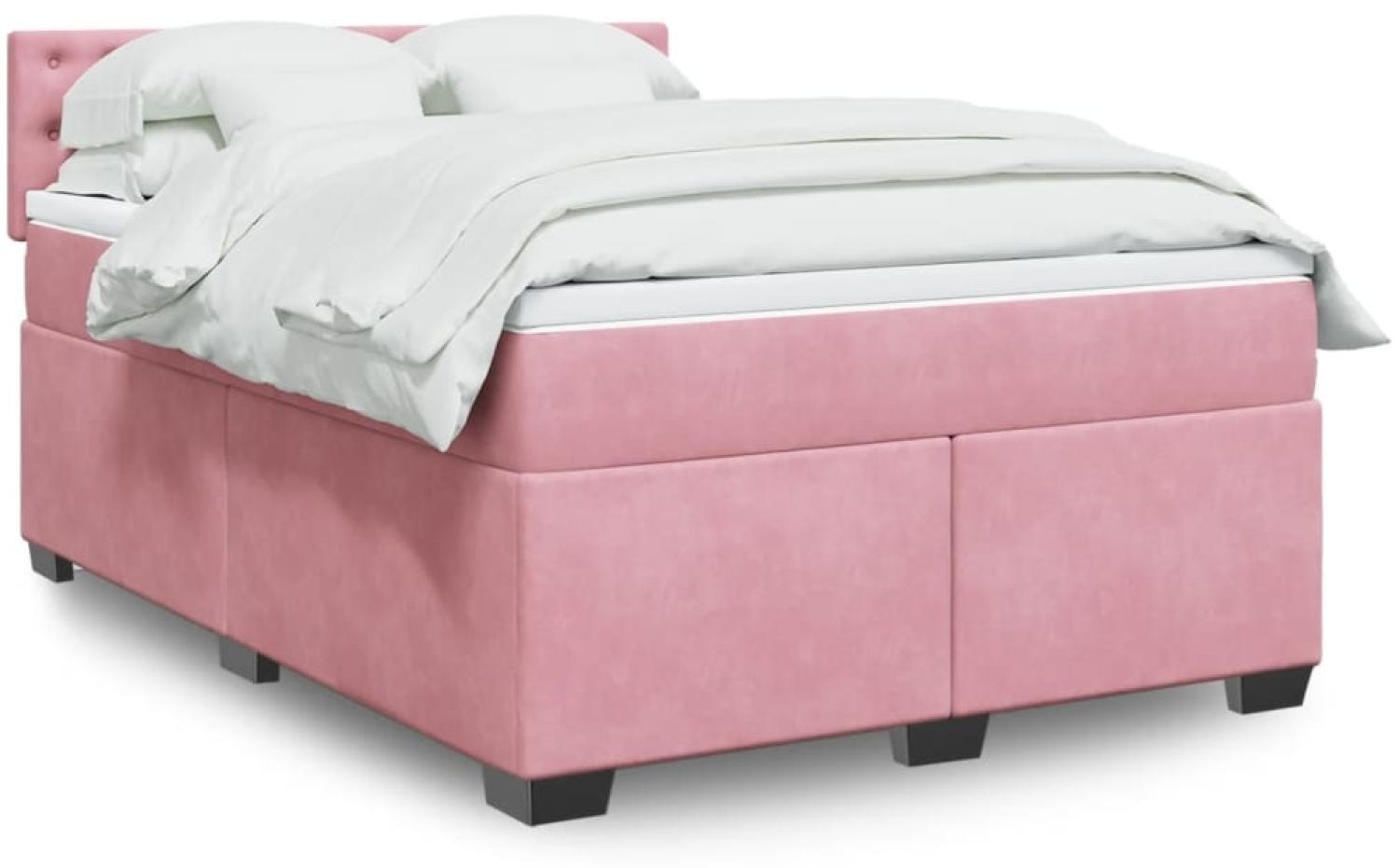 vidaXL Boxspringbett mit Matratze Rosa 140x200 cm Samt 3288647 Bild 1