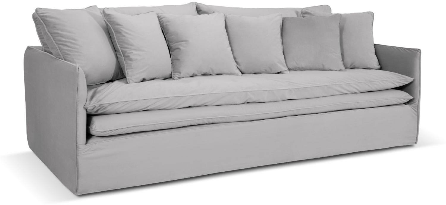 Micadoni Sofa Boho 4-Sitzer Samtstoff Silber Bild 1