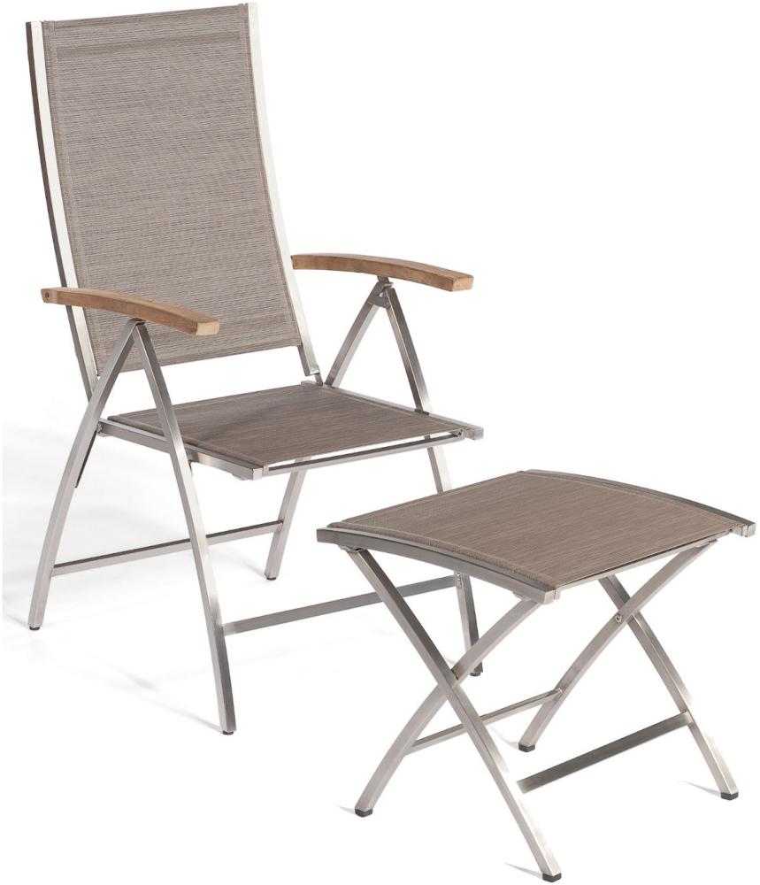 Sonnenpartner Klappsessel Paragon mit Fußhocker Edelstahl/Textilen taupe Klappstuhl Bild 1