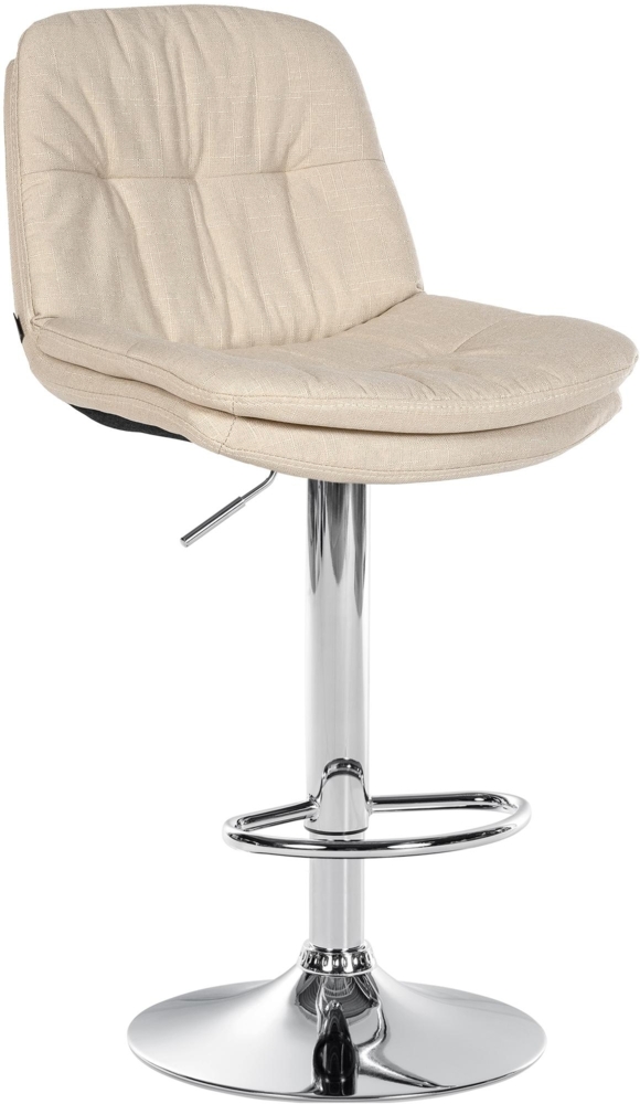 CLP Barhocker Laurel Stoff höhenverstellbar und drehbar,creme Metall in Chromoptik Bild 1