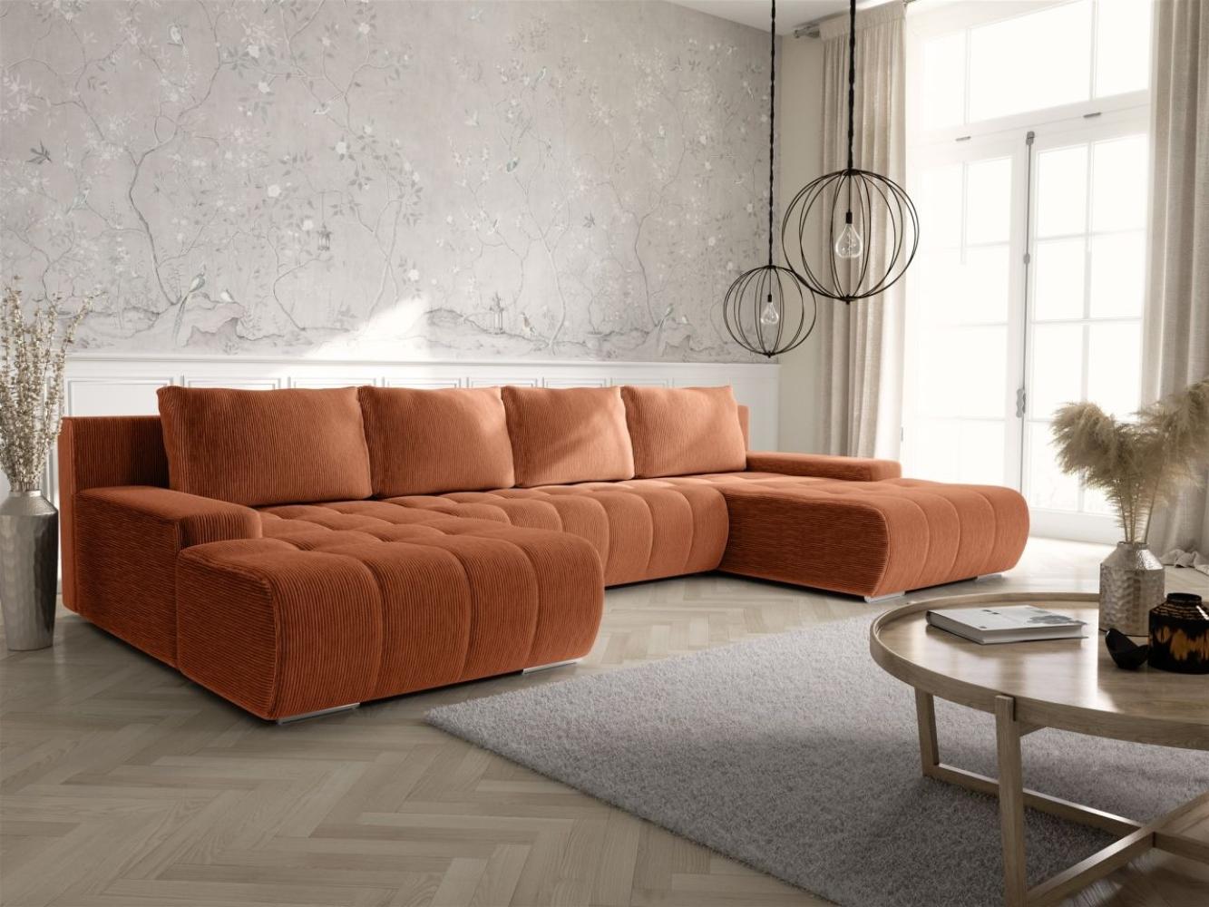 Wohnlandschaft Sofa mit Schlaffunktion VOGAR Stoff Poso Rostbraun Bild 1