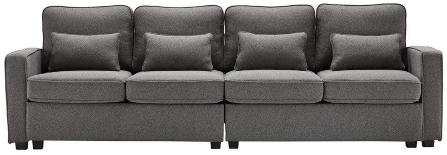 Sweiko Sofa 4-Sitzer-Sofa aus Leinenstoff, Viersitzer-Sofa mit Armlehnentaschen und 4 Kissen Bild 1