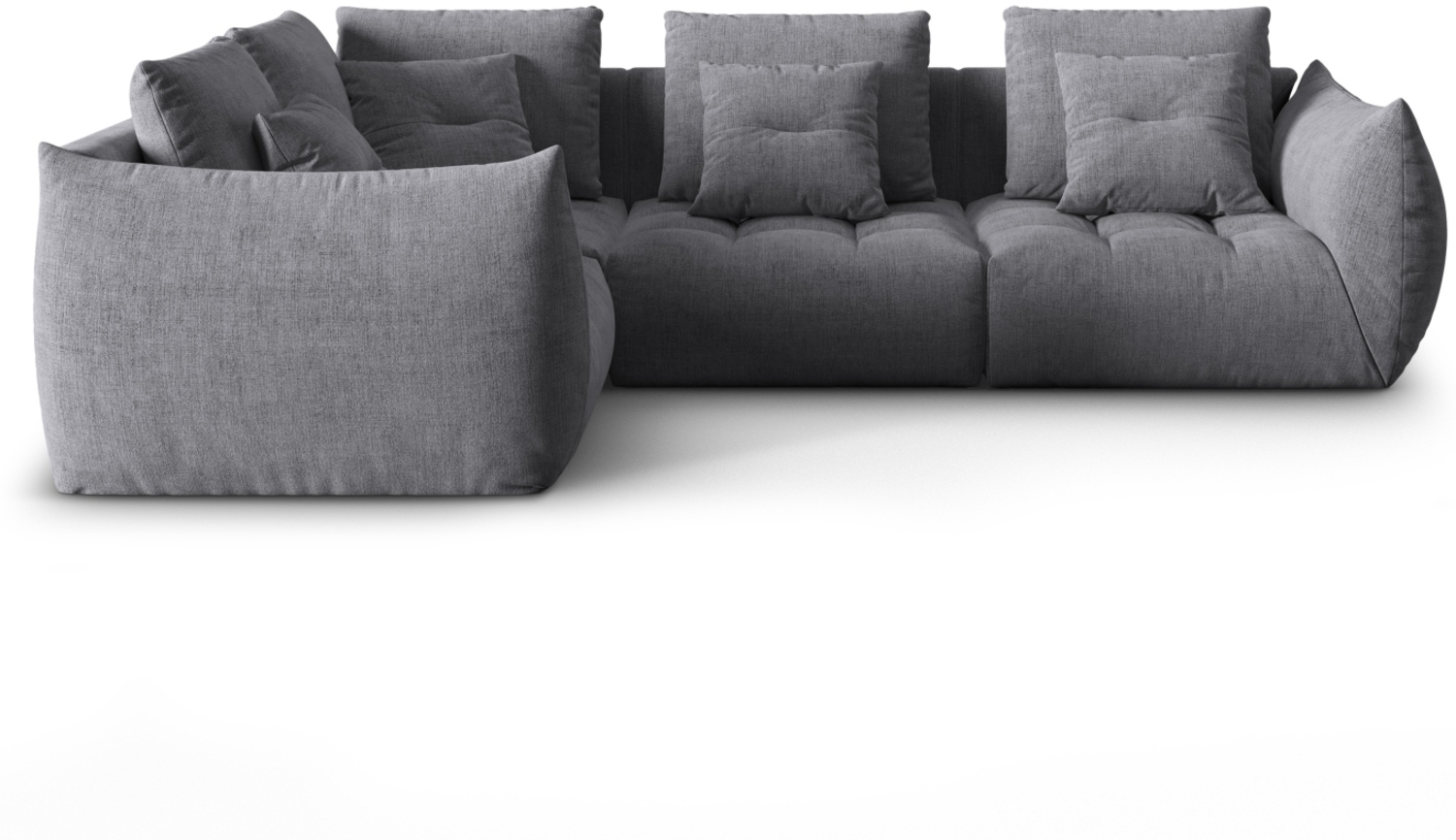 Micadoni Ecksofa Bloom 4-Sitzer Strukturierter Stoff Grau Links Bild 1
