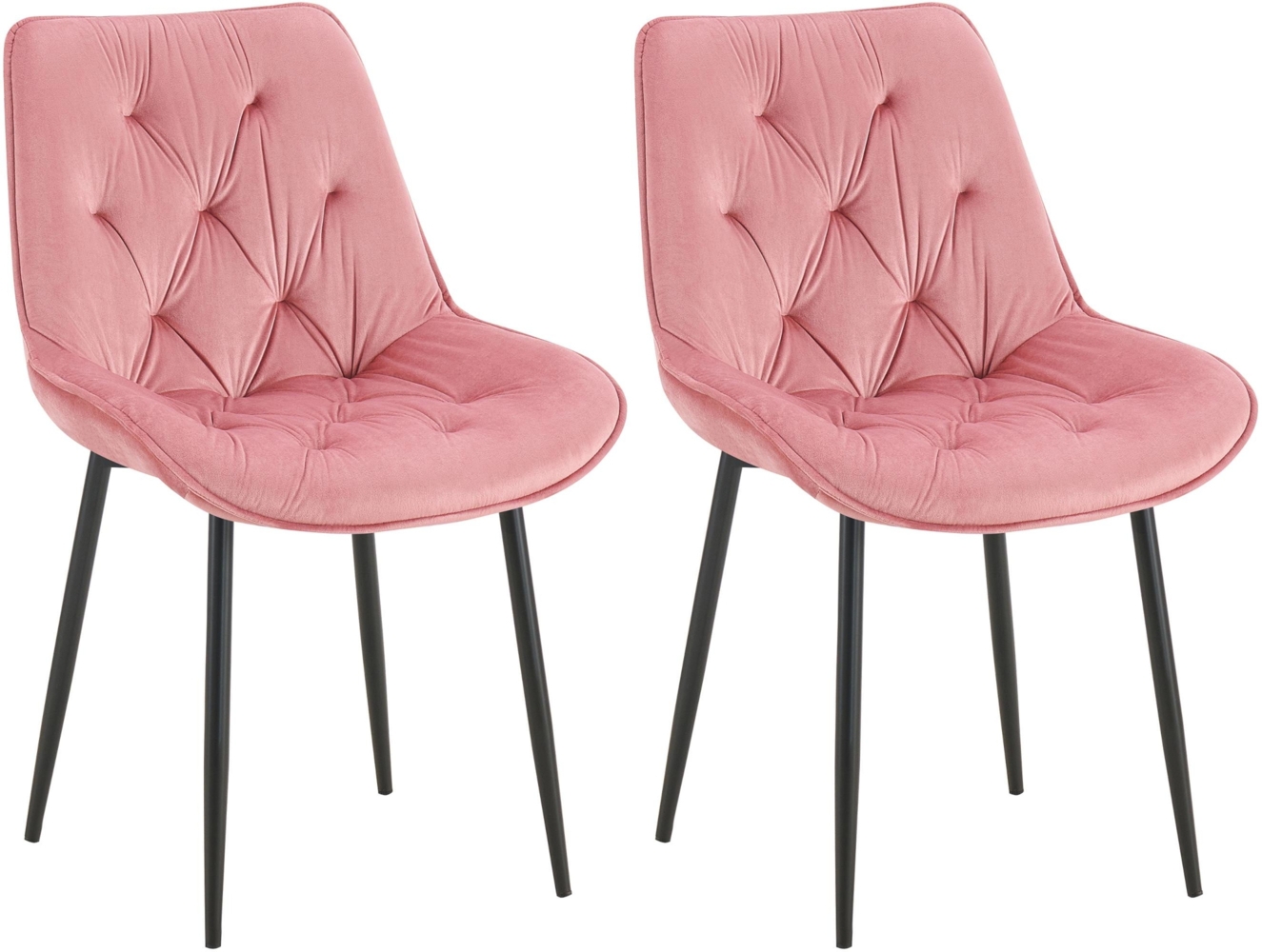 CLP 2er Set Esszimmerstuhl Wallace I Moderner Polsterstuhl mit Samtbezug,rosa Bild 1