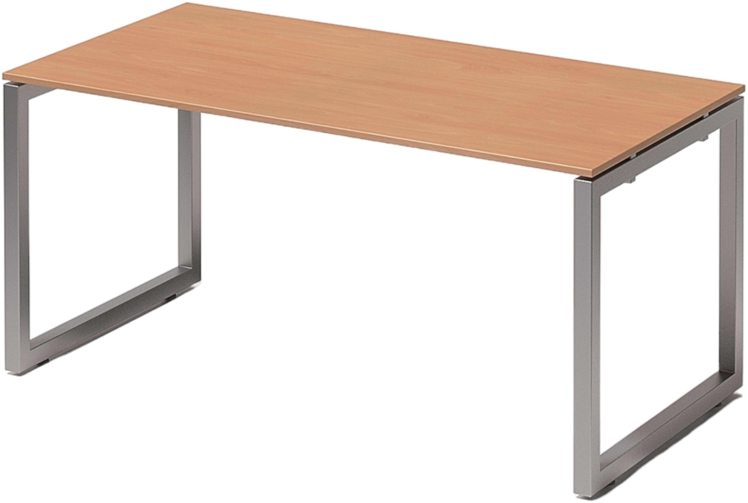 Bisley Cito Schreibtisch 160x80 cm, Tischplatte in Buche, O-Gestell in Silber - Bürotisch & Computertisch, PC Tisch für's Büro, Arbeitshöhe: 74 cm, DOF1608-BC-355 Bild 1