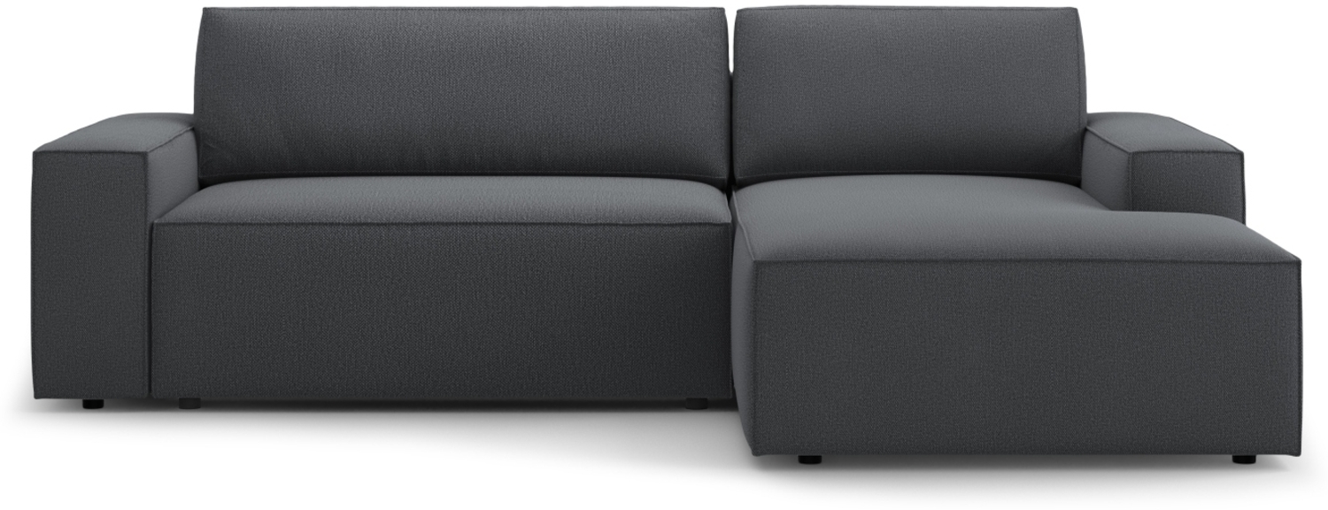 Micadoni Schlaf-Ecksofa Jodie 3-Sitzer Strukturierter Stoff Dunkelgrau Rechts Bild 1