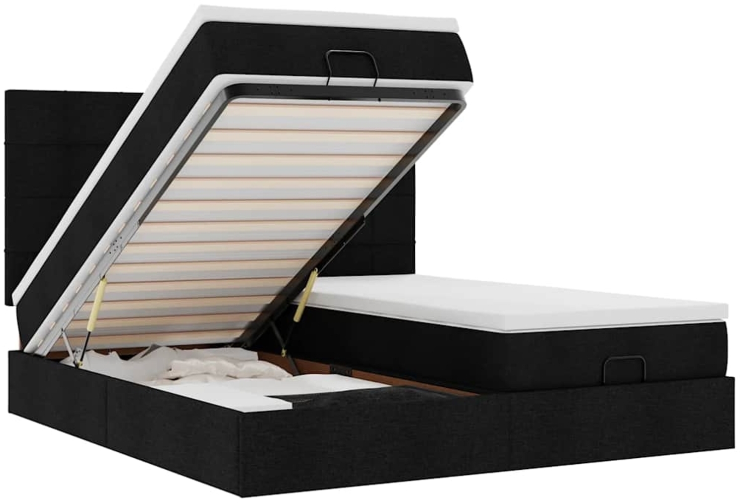 vidaXL Ottoman-Bett mit Matratzen & LEDs Schwarz 160x200 cm Stoff 3314536 Bild 1