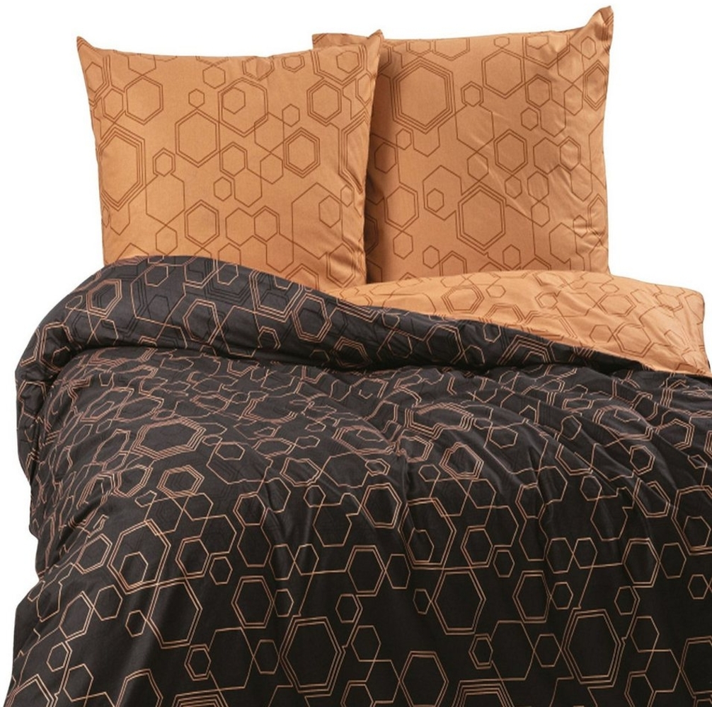 Leonado Vicenti Bettwäsche 100% Baumwolle 135x200 155x200 155x220 200x200 200x220 240x220, Renforce, 3 teilig, Harmoniert ideal mit warmen Holztönen und goldfarbenen Accessoires Bild 1