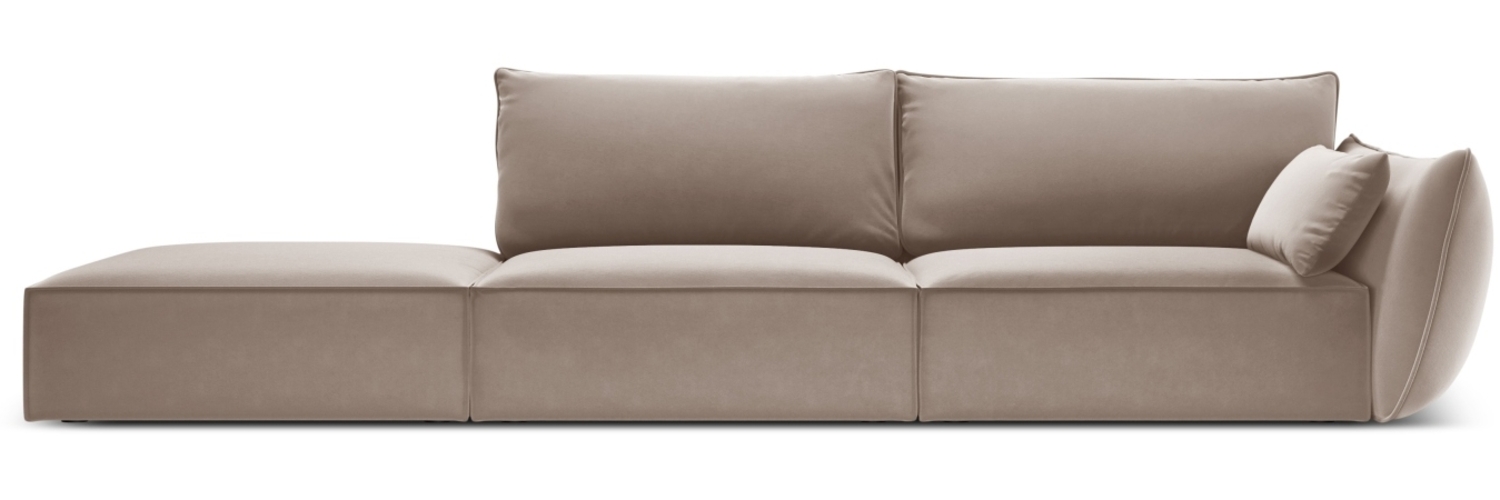 Micadoni Sofa Kaelle 4-Sitzer Links Samt Cappuccino Kunststoff schwarz Bild 1