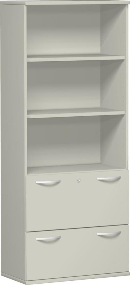 Modulschrank 1. + 2. OH Hängeregistratur, 3. - 5. OH Regal, 80x42x192cm, Lichtgrau Bild 1