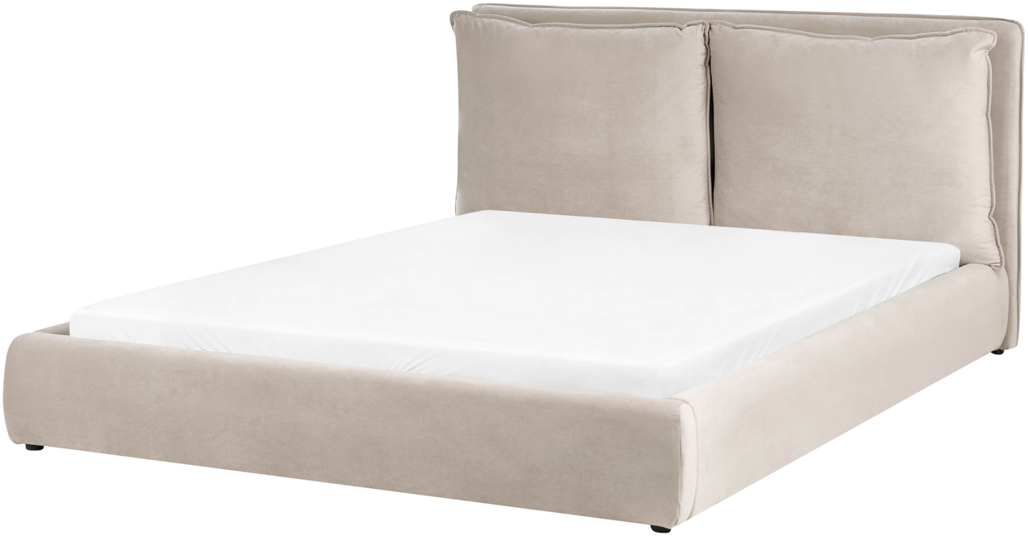 Wasserbett Samtstoff BAJONNA 160 x 200 cm Taupe Bild 1