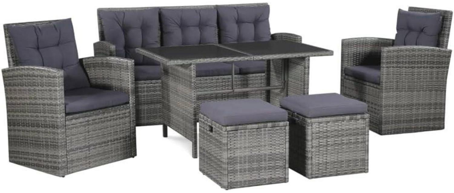 vidaXL Gartensofa Poly Rattan Sitzgruppe 6-tlg. Outdoor Gartengarnitur Bild 1