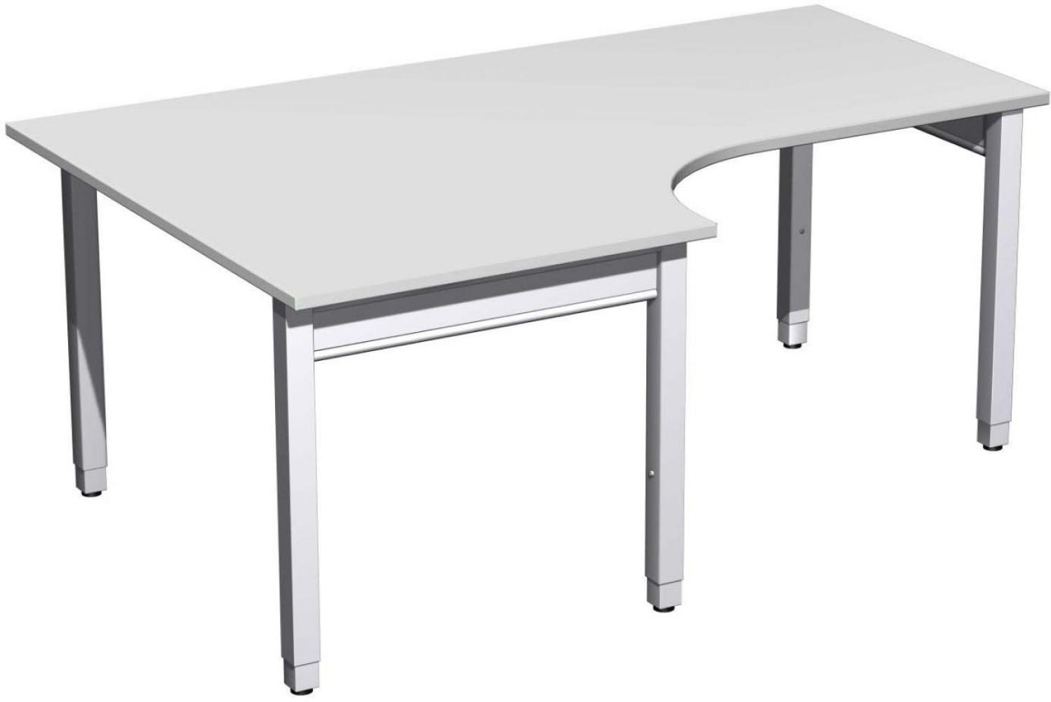 PC-Schreibtisch '4 Fuß Pro Quadrat' links höhenverstellbar, 180 x 120 x 68-86cm, Lichtgrau / Silber Bild 1