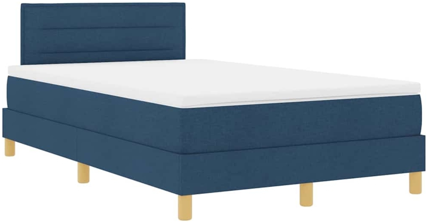 vidaXL Boxspringbett mit Matratze mit Kopfteil Blau 120 x 200 cm Stoff 3338838 Bild 1