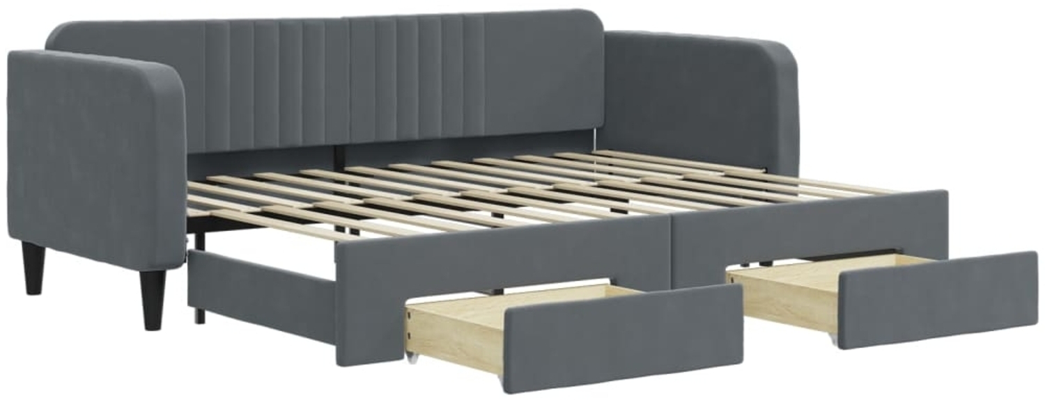 vidaXL Tagesbett Ausziehbar mit Schubladen Dunkelgrau 80x200 cm Samt 3197105 Bild 1