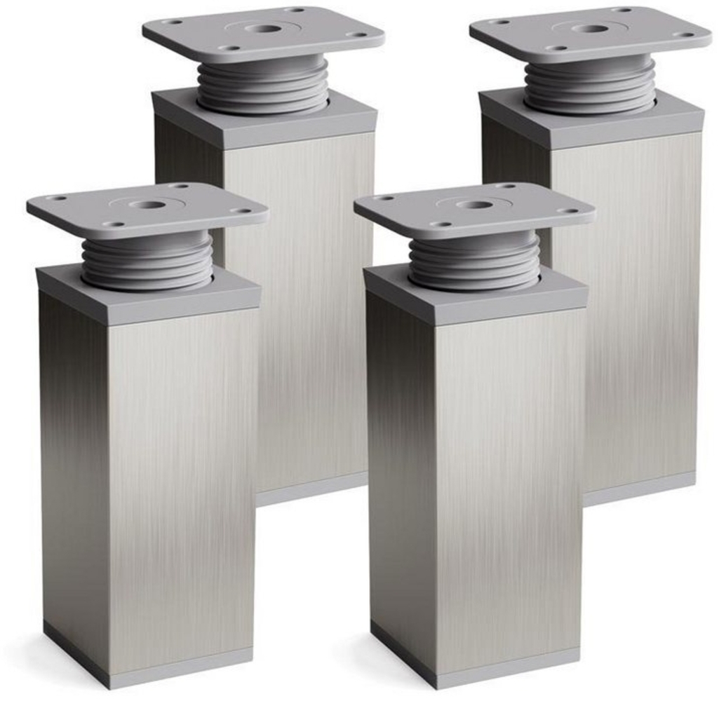 sossai® Möbelfuß Design-Möbelfüße, 4er & 8er Set, höhenverstellbar MFV1, Farbe: Inox/G, (4-St), Farbe: Inox/Grau Bild 1