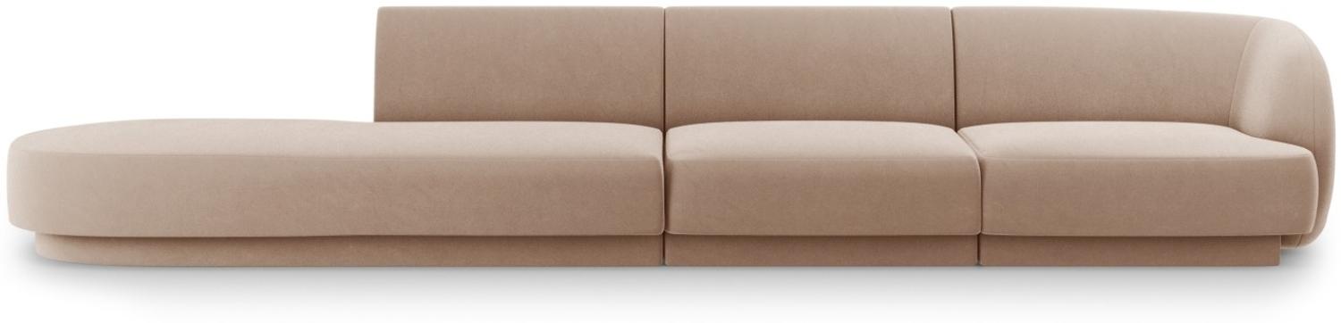 Micadoni 4-Sitzer Links Samtstoff Sofa Miley | Beinfarbe Black Plastic, Cappuccino, Samt Bild 1