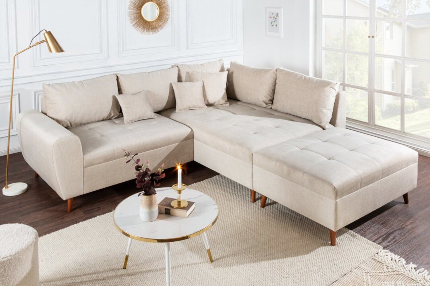 riess-ambiente Ecksofa SCANDINAVIA 250cm champagner beige, Einzelartikel 1 Teile, Wohnzimmer · Couch · Wohnlandschaft · Samt Bild 1