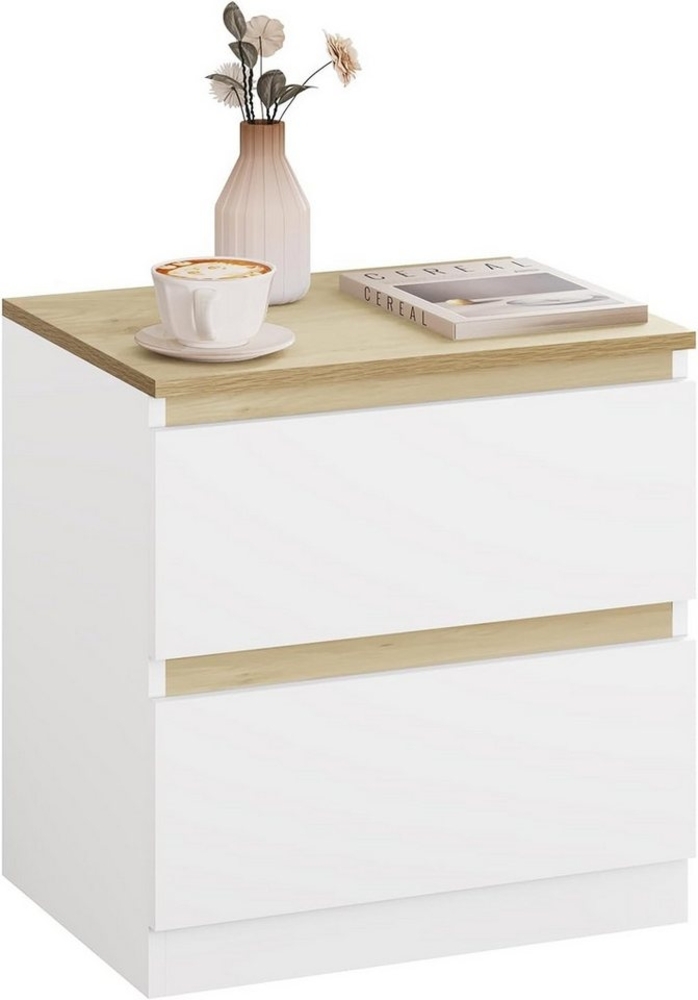 Woltu Nachtschrank (1-St) Nachtkommode mit 2 Schubladen aus Holz Bild 1