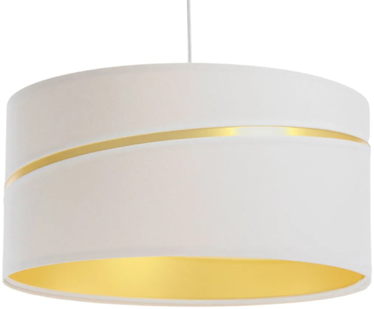 BPS Koncept 01A-062-60 Hängeleuchte SWING Velourss auf PVC-Basis weiß, gold 1xE27 60W H:112 Ø60cm dimmbar Bild 1