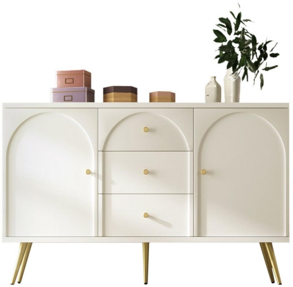 Flieks Kommode, Sideboard Schubladenkommode mit 2 Türen und 3 Schubladen 140x40x84cm Bild 1