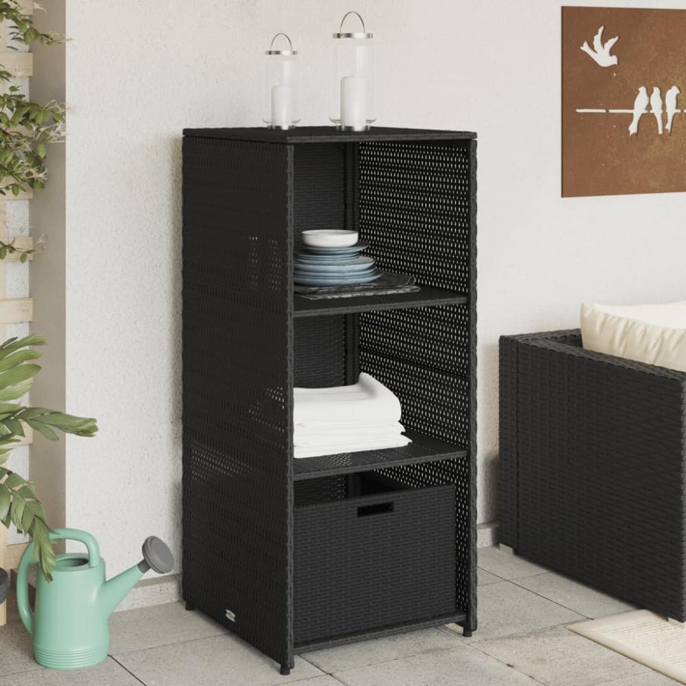 vidaXL Gartenschrank Grau 50x55x115 cm Poly Rattan Schwarz Bild 1