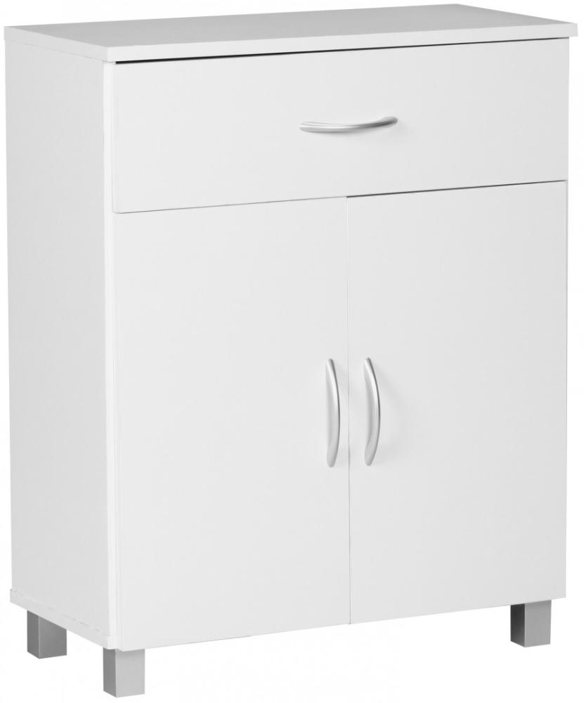 Kadima Design Sideboard mit 2 Türen und Schublade: Elegantes Design, verstellbarer Einlegeboden. Weiß, 60 x 30 x 75 cm Bild 1