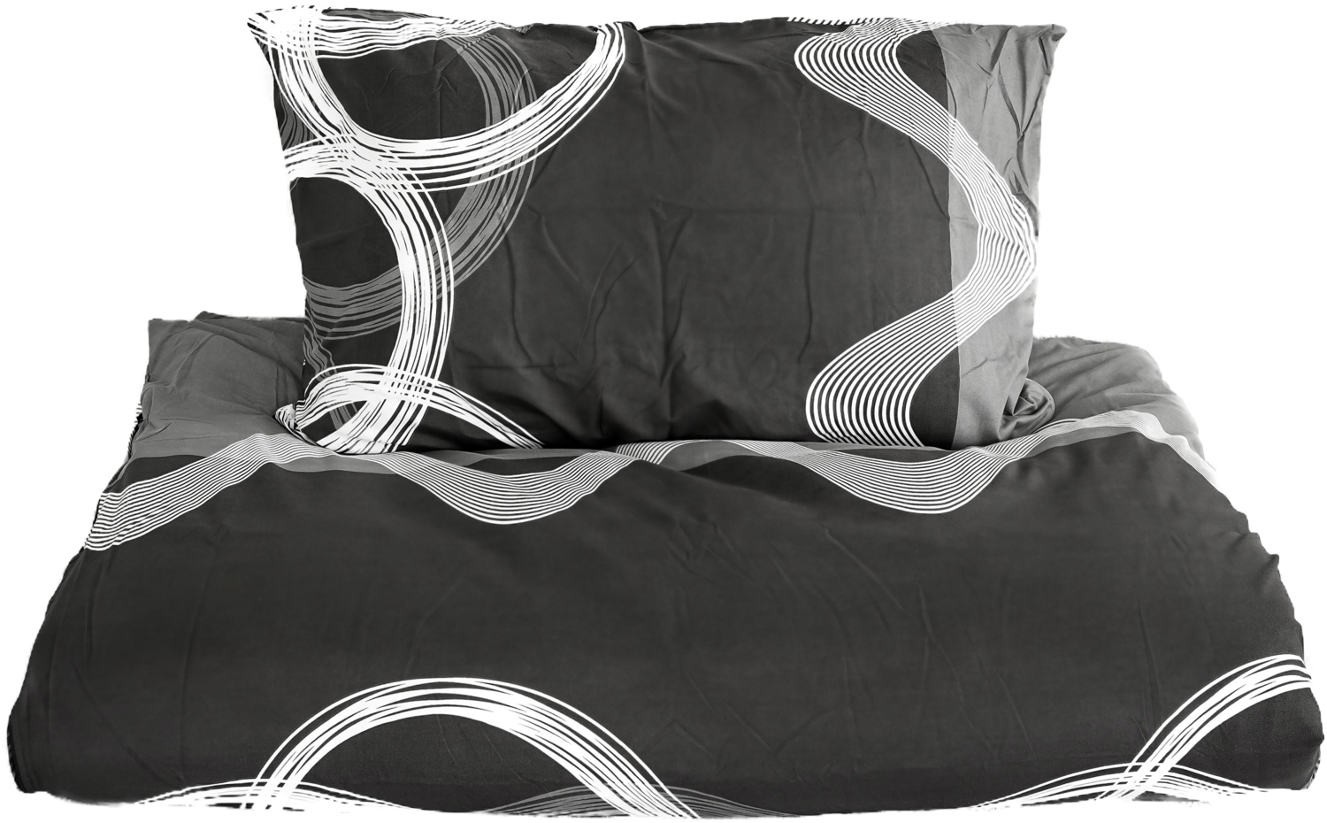 2 Tlg. Bettwäsche mit Reißverschluss in Grau Bettbezug 135x200 cm mit Kissenbezug 80x80 cm Bild 1