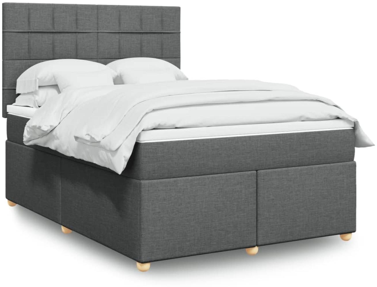 vidaXL Boxspringbett mit Matratze Dunkelgrau 160x200 cm Stoff 3293632 Bild 1