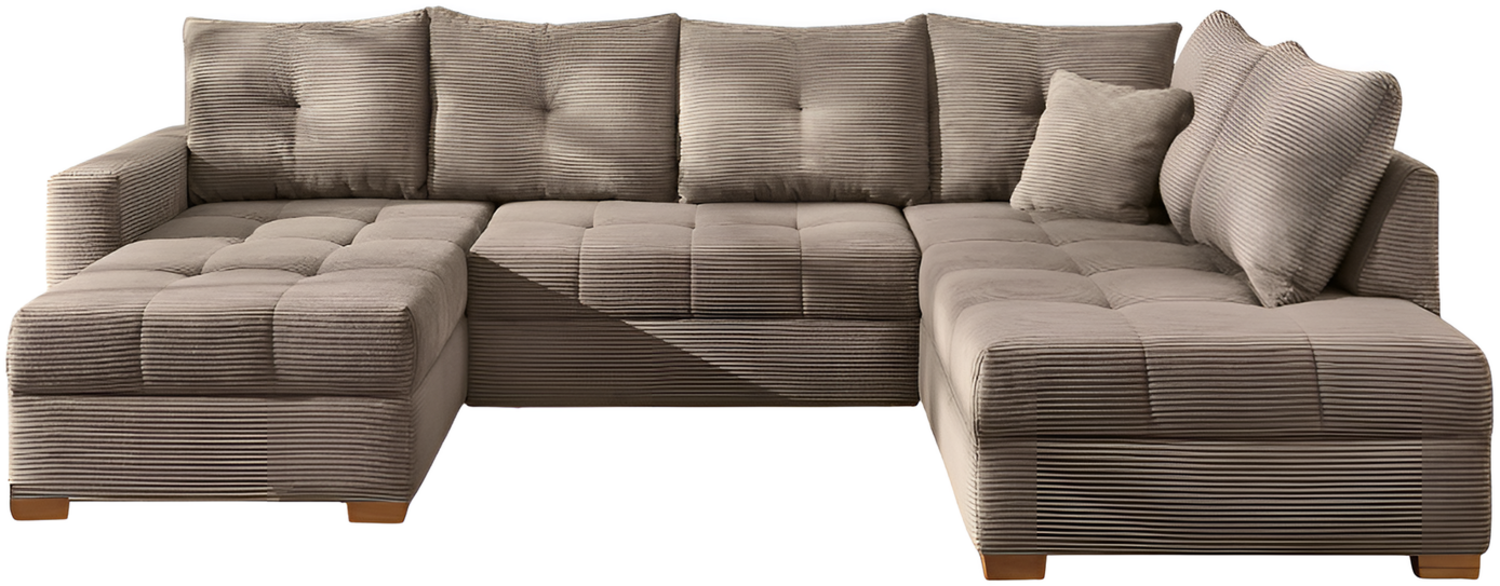 JOB 'Abby' Wohnlandschaft, Cord taupe, 313 x 200 x 92 cm Bild 1