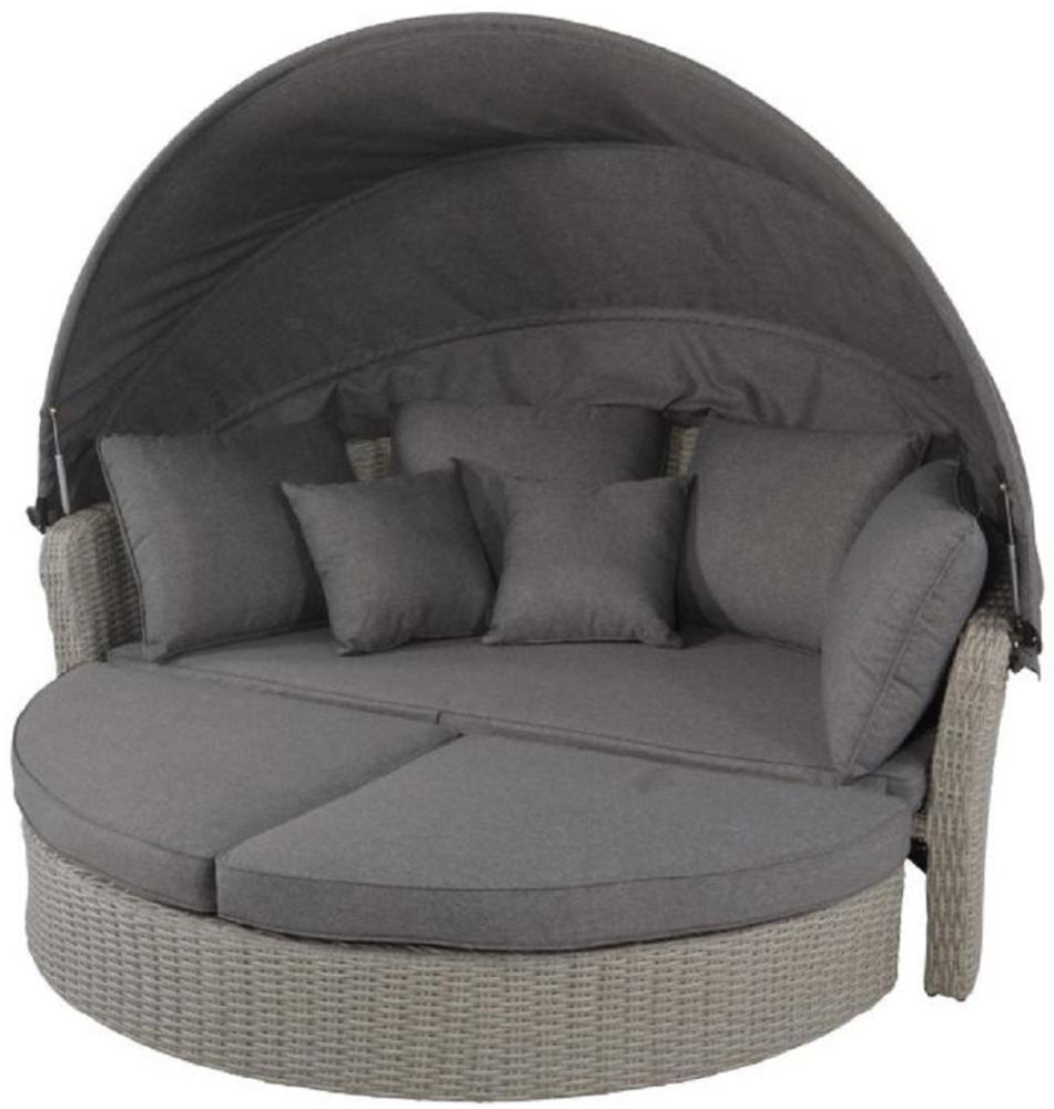 Casa Padrino Luxus Liegeinsel Dunkelgrau / Grau 200 x 182 x H. 161 cm - Wetterbeständiges Lounge Sofa mit Sonnendach - Moderne Garten Terrassen Hotel Möbel Bild 1