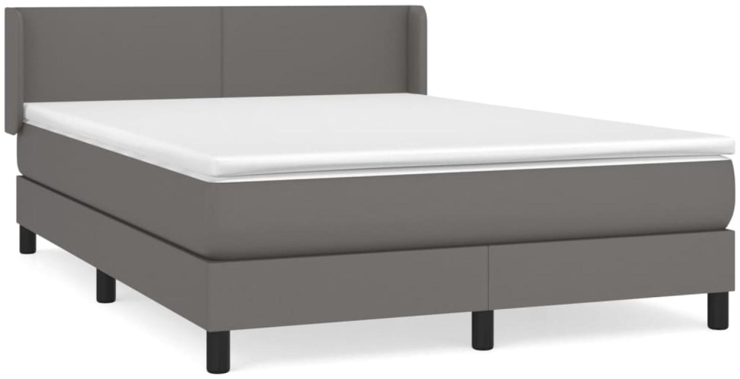 vidaXL Boxspringbett mit Matratze Grau 140x190 cm Kunstleder 3130659 Bild 1