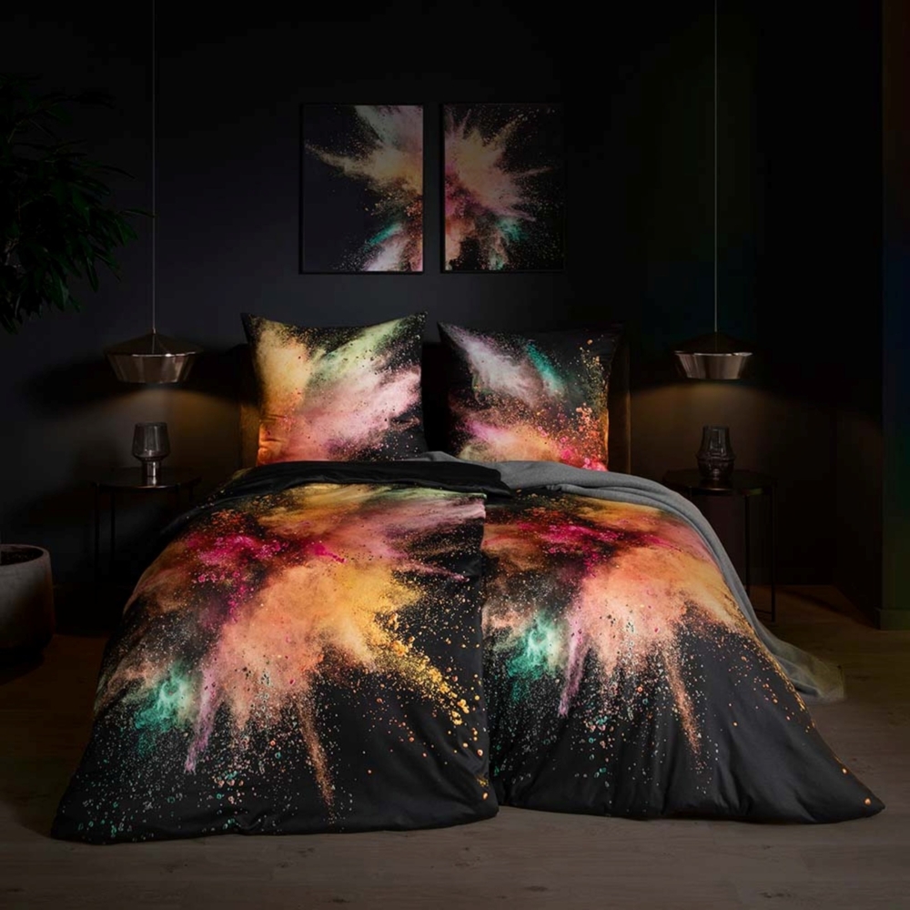 Estella Mako Jersey Bettwäsche 155x220 Colour explosion schwarz Farbrausch 6523-985 Bild 1