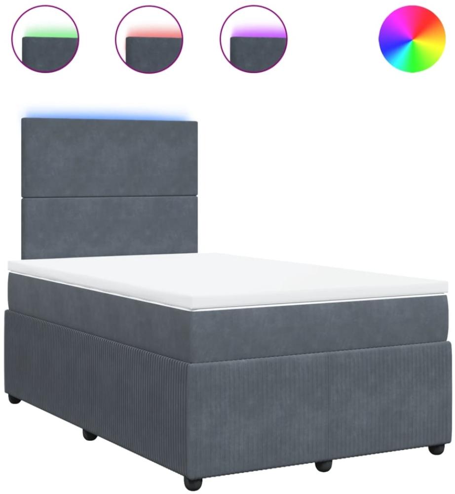 vidaXL Boxspringbett mit Matratze Dunkelgrau 120x190 cm Samt 3294581 Bild 1