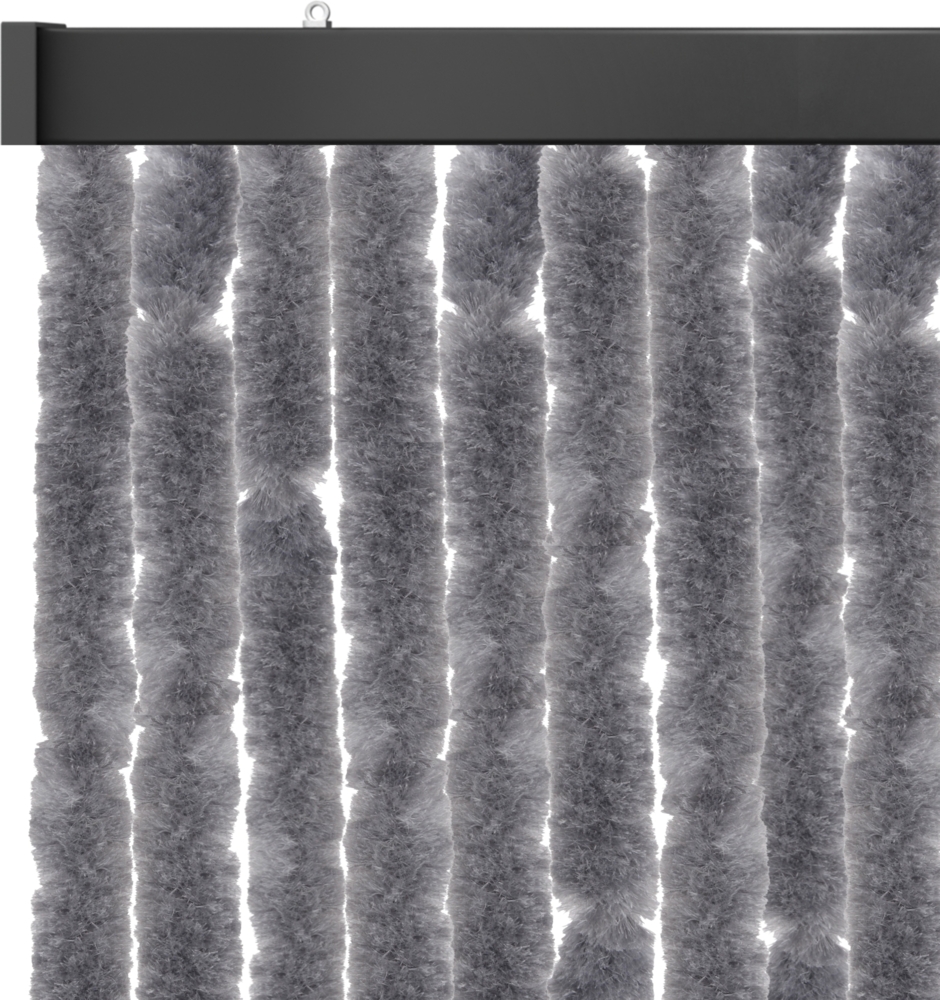 Flauschvorhang 90x220cm, perfekter Insekten- und Sichtschutz für Ihre Balkon- und Terrassentür, viele Farben Unistreifen silber Bild 1