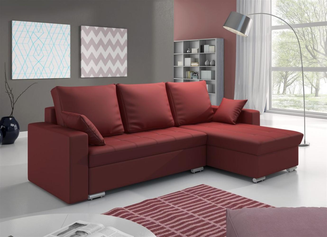 Ecksofa Sofa ADARA mit Schlaffunktion Kunstleder Rot Ottomane Rechts Bild 1