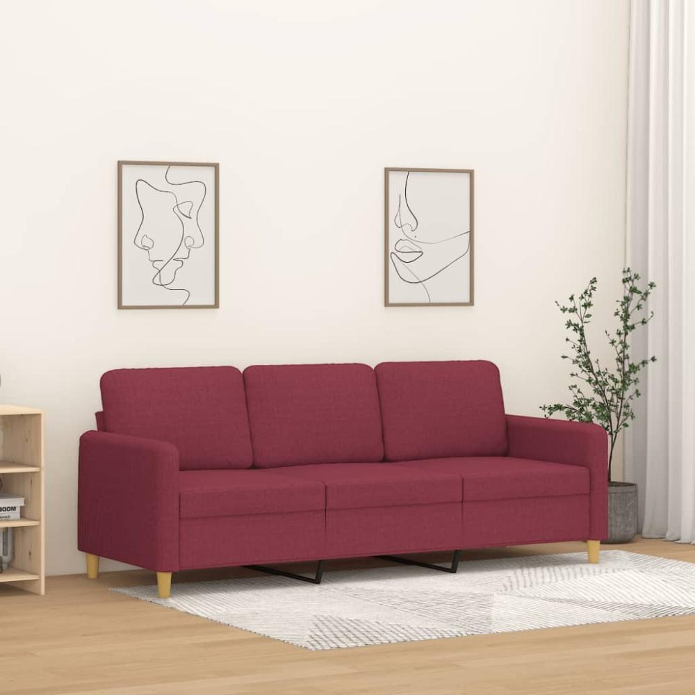 vidaXL 3-Sitzer-Sofa Weinrot 180 cm Stoff Bild 1