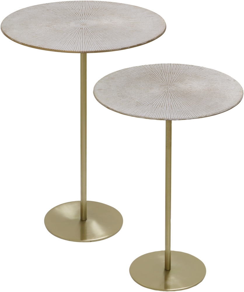 MIRRORS AND MORE 'Solon' Beistelltisch 2er Set Metall, gold, Ø38,5x53 cm, Ø36x50,5 cm Bild 1