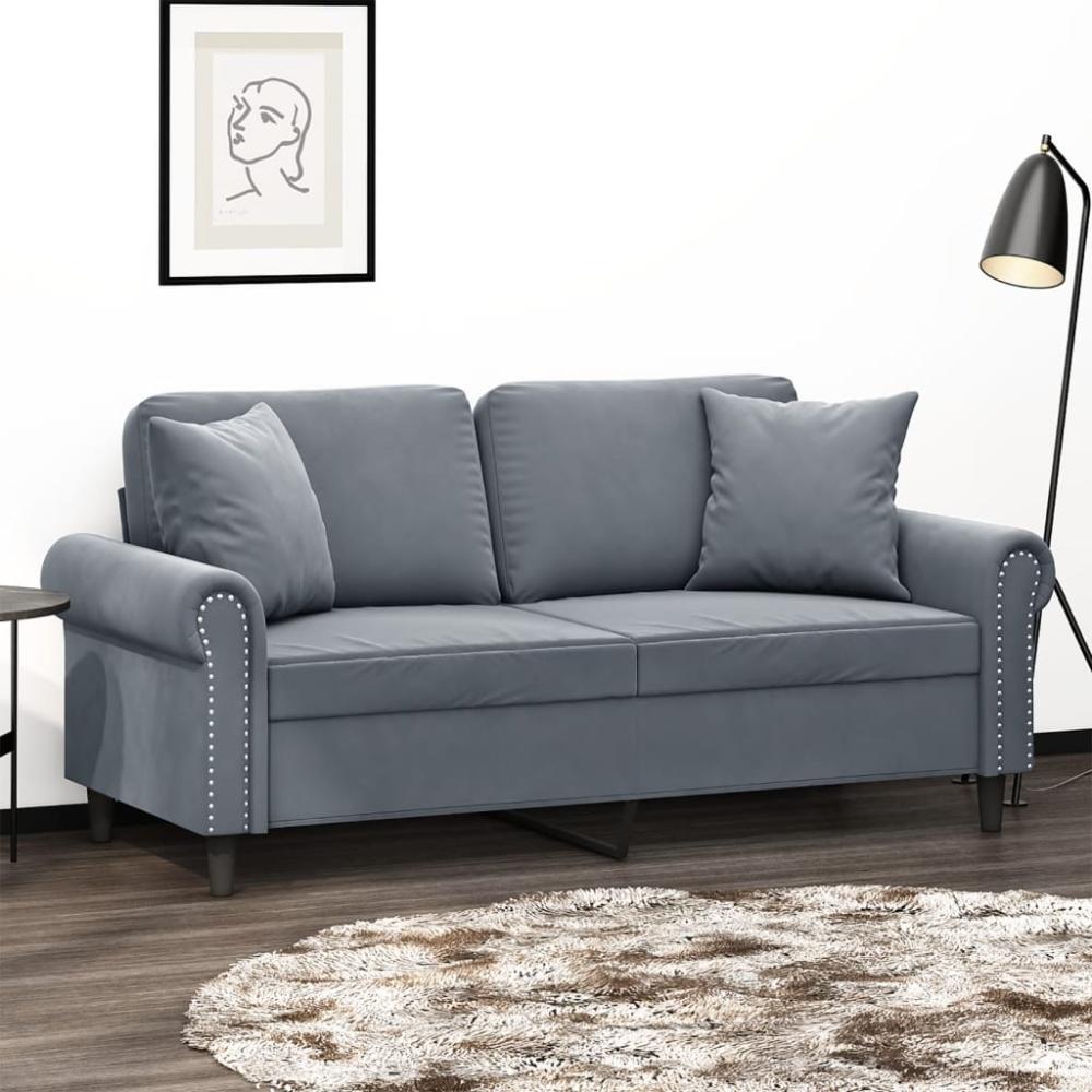 vidaXL 2-Sitzer-Sofa mit Zierkissen Dunkelgrau 140 cm Samt 3200946 Bild 1