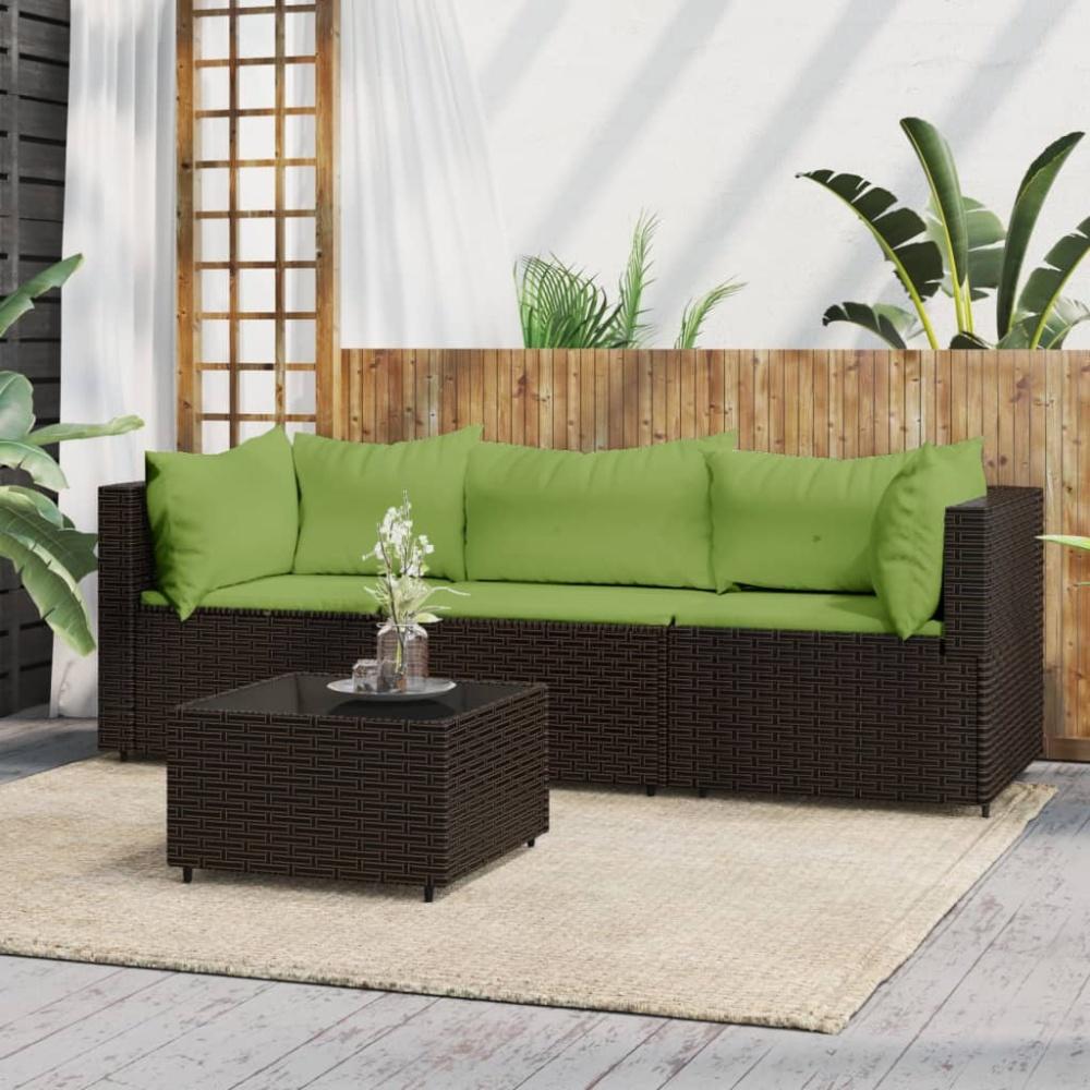 vidaXL 4-tlg. Garten-Lounge-Set mit Kissen Braun Poly Rattan 319831 Bild 1