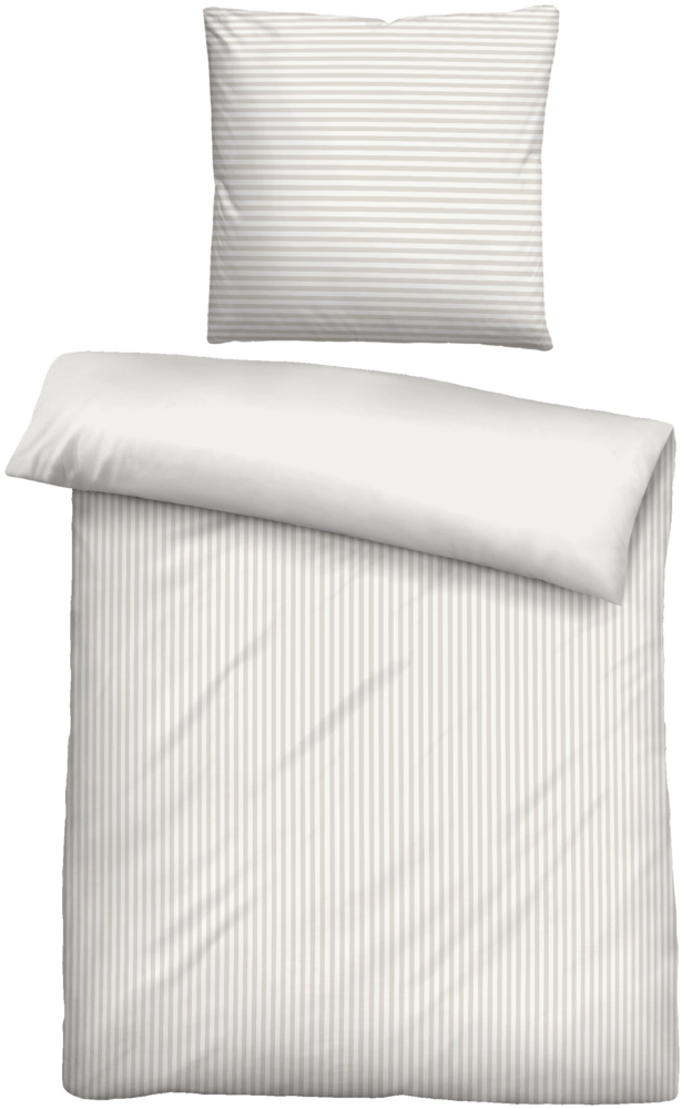 Traumhaft schlafen - Castell - Markenbettwäsche Baumwoll Satin Bettwäsche 0600882 STREIFEN, grau, 1x 155x200 cm + 1x 80x80 cm Bild 1