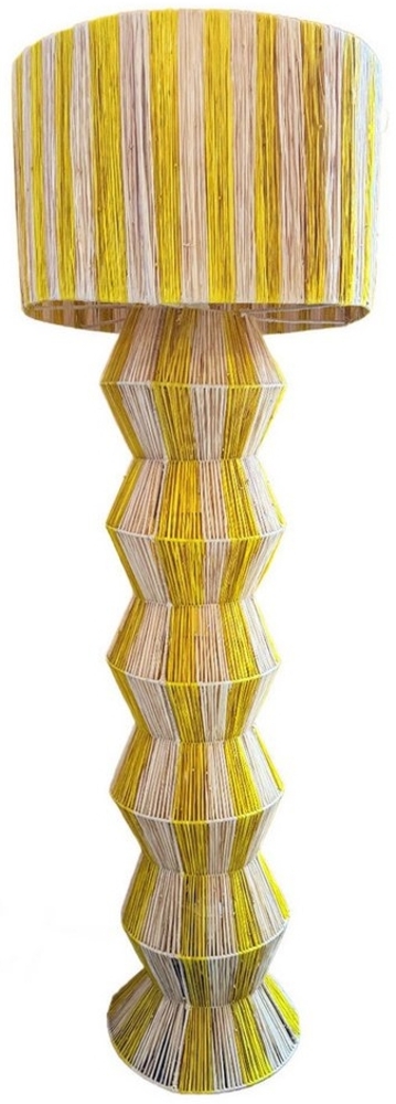 Marrakesch Orient & Mediterran Interior Stehlampe Boho Deko Stehlampe Lampe Standleuchte Tulum Beige Gelb 160cm, 2x E27, Handarbeit Bild 1