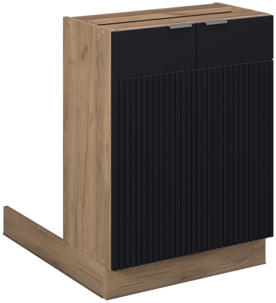 Kücheninsel Fame-Line Schwarz gestreift 60 cm ohne Arbeitsplatte Vicco Bild 1