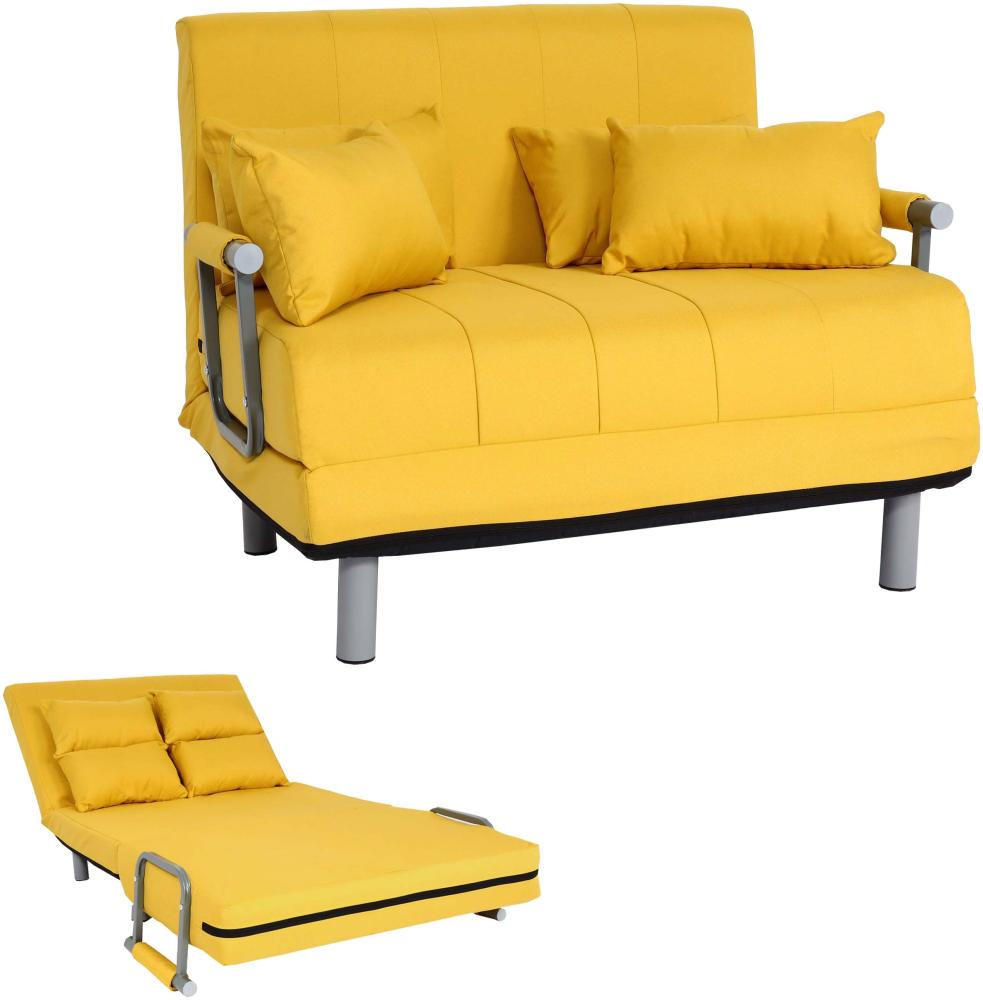 Schlafsessel HWC-K29, Klappsessel Schlafsofa Gästebett Relaxsessel, Liegefläche 186x97cm Stoff (270g/m²) ~ gelb Bild 1