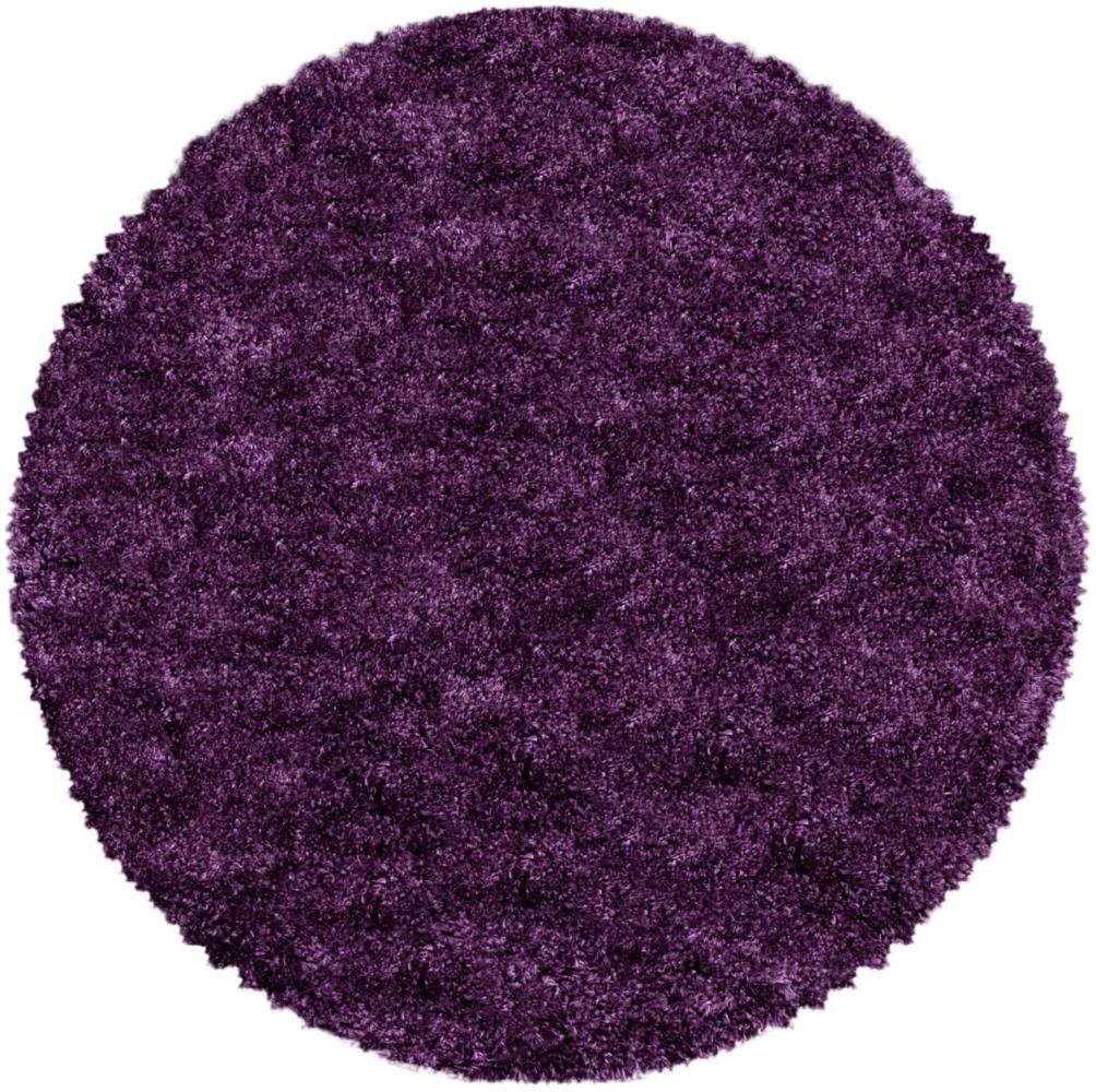 Soft-Shaggy Teppich FLUFFY LILA 120 X 120cm Rund Bild 1