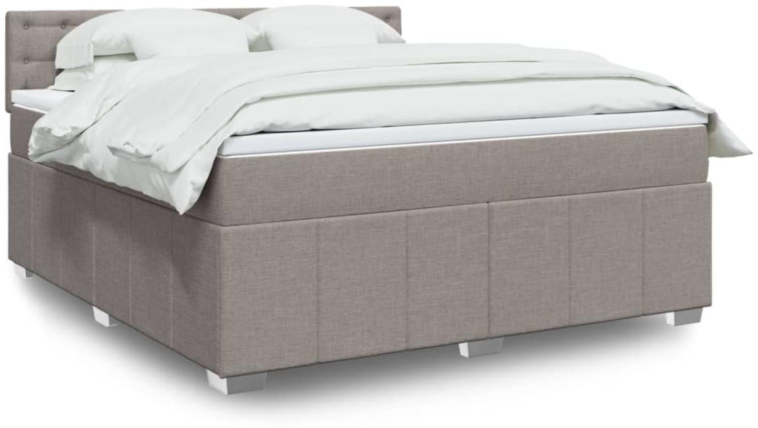 vidaXL Boxspringbett mit Matratze Taupe 180x200 cm Stoff 3289465 Bild 1