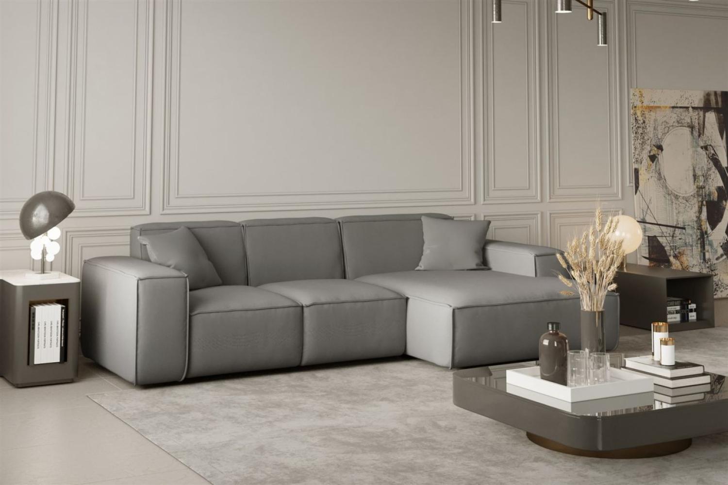 Ecksofa Designersofa CELES in Stoff Opera Velvet Silbergrau Ottomane Rechts Bild 1