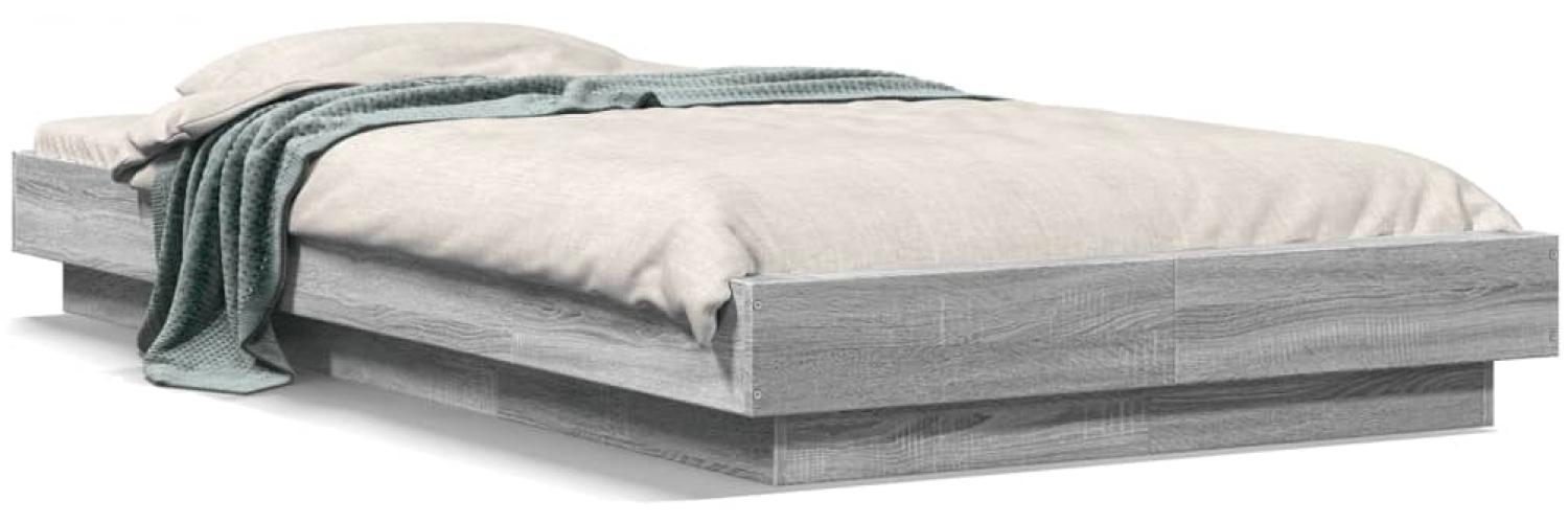 vidaXL Bettgestell mit LED Grau Sonoma 75x190 cm Holzwerkstoff 3281159 Bild 1